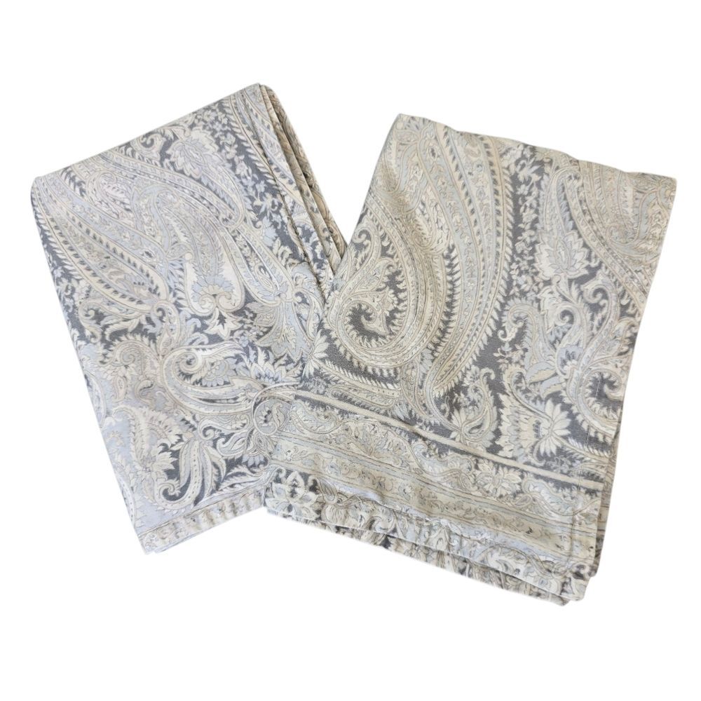 Ralph Lauren 2pc Mariella Paisley Standard Pillow Shams Grey